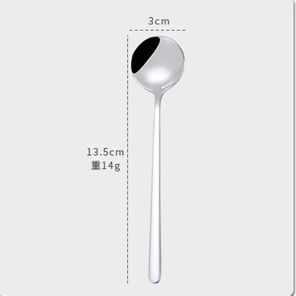 Personalized logo laser mini 304 stainless steel round coffee stirring dessert spoon