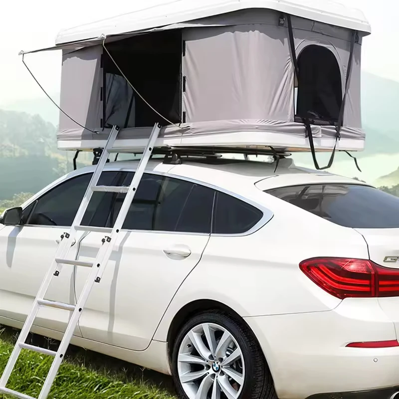 Outdoor White Grey Hard Shell Rooftop Tent for Cars hotel Travel