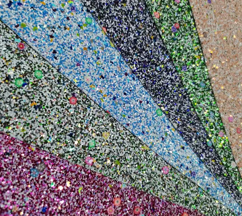 GLITTER FINO Polyester Synthetic PU Leather with Enhanced Visual Appeal Glitter Vinyl Faux Elastic Fabric for Shoes