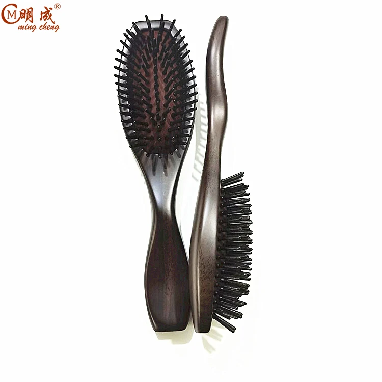 Wholesale 21cm Luxury Boutique ebony airbag  health massage paddle wooden mens hair brush