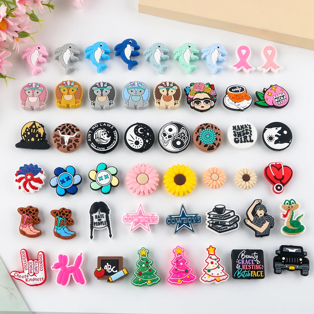 Wholesale Food Grade Pacifier Chain Baby Teething Toys Animal Focal Silicone Beads For Pens Bracelet Necklace Keychain Making