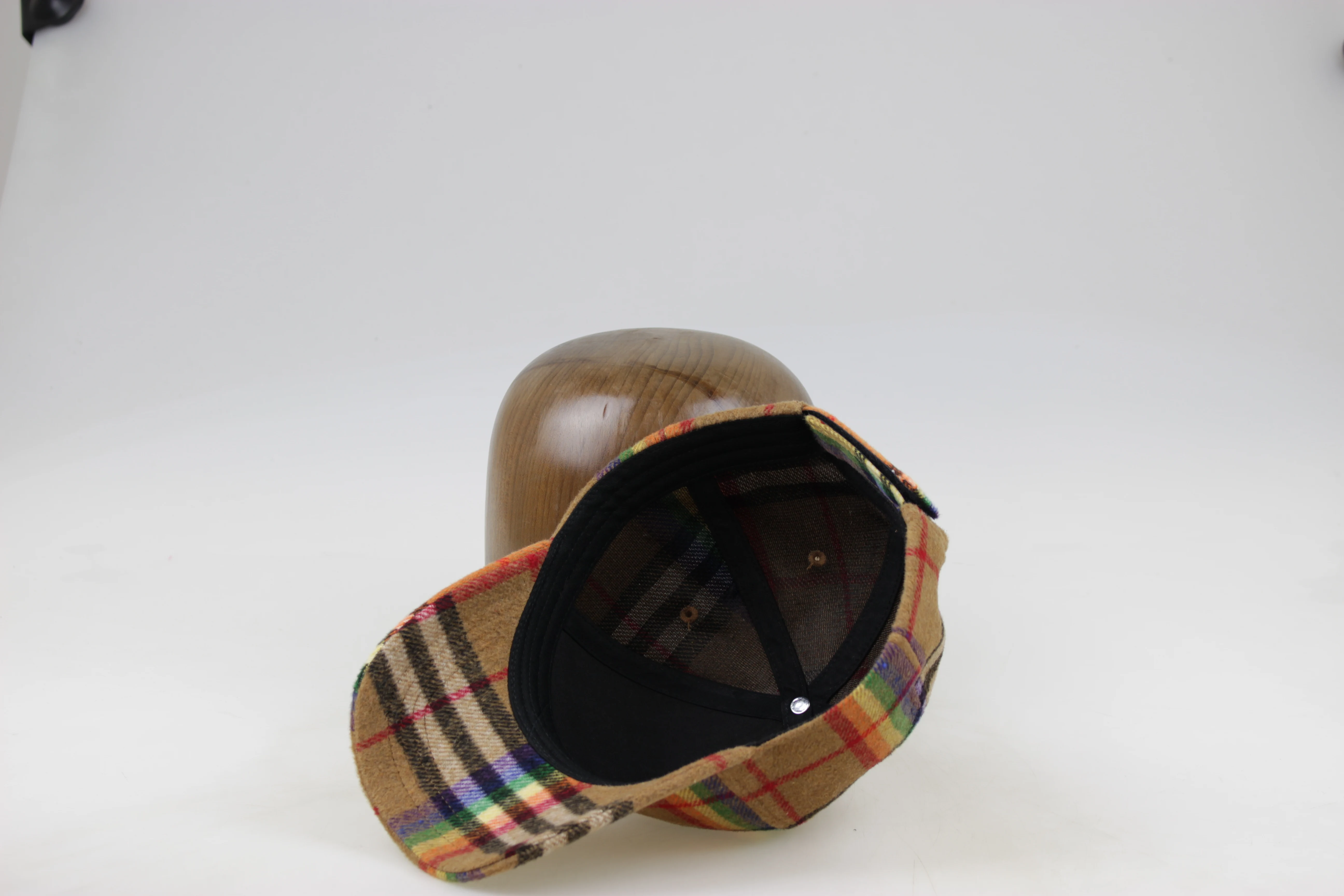 Headwear manufacturer custom logo trendy sumptuous warm winter wool plaid baseball cap stylish snapback hat