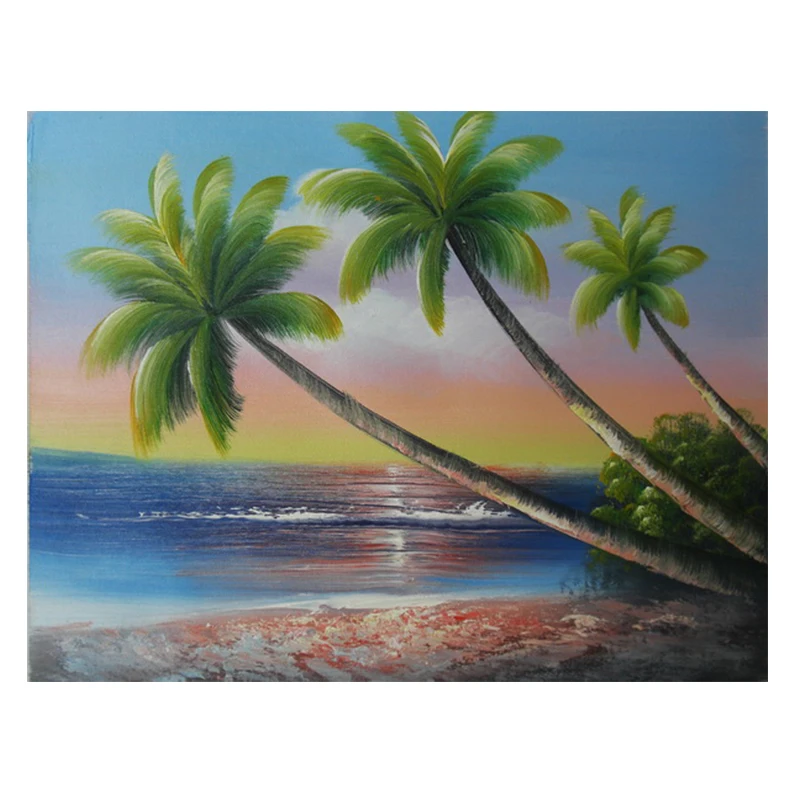 coconut tree High quality oil painting triptychs , Triptych Painting