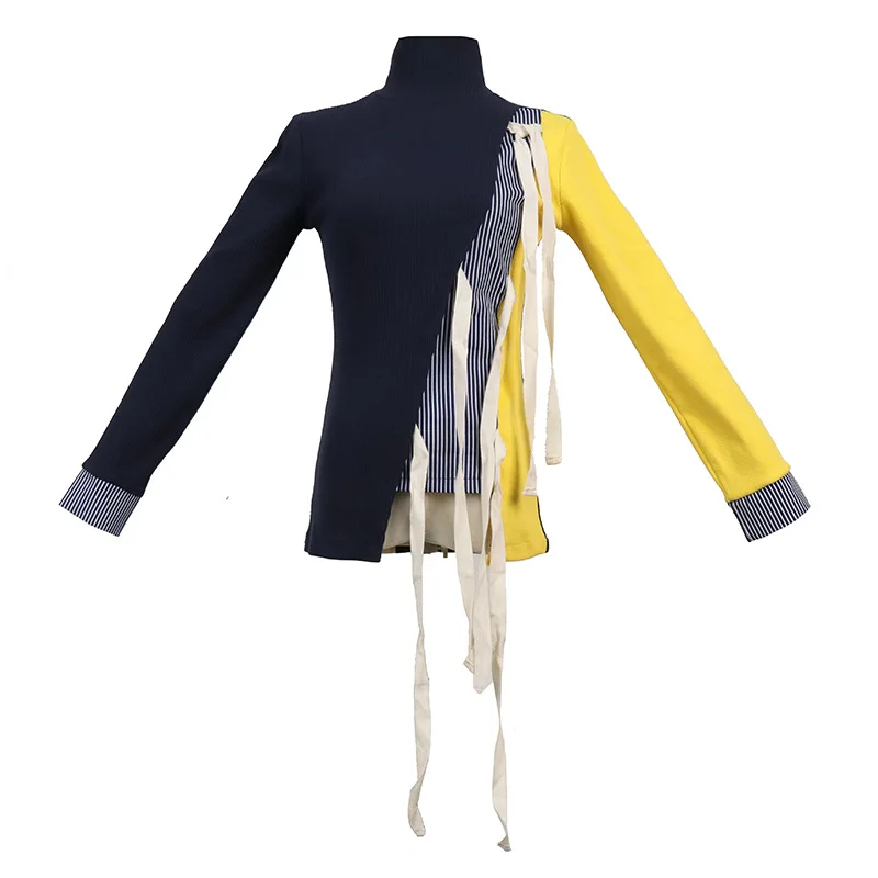 Winter Sweaters Women Chic Pullovers Color Block Blouse Patchwork Long Sleeve Lace-Up Turtleneck Casual Korean Knitted Tops