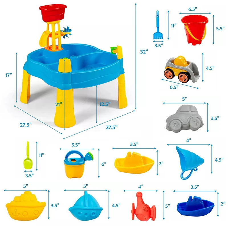 Samtoy Summer Outdoor Beach Play Plastic Toddler Sand and Water Table for Kids
