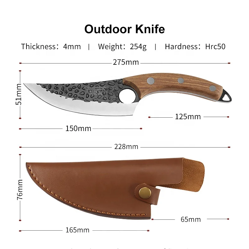 Forged Handmade Butcher Knife Bone Cleaver High Carbon Steel Camping Knife Kitchen Cutting Serbian Chef Knife With PU Sheath