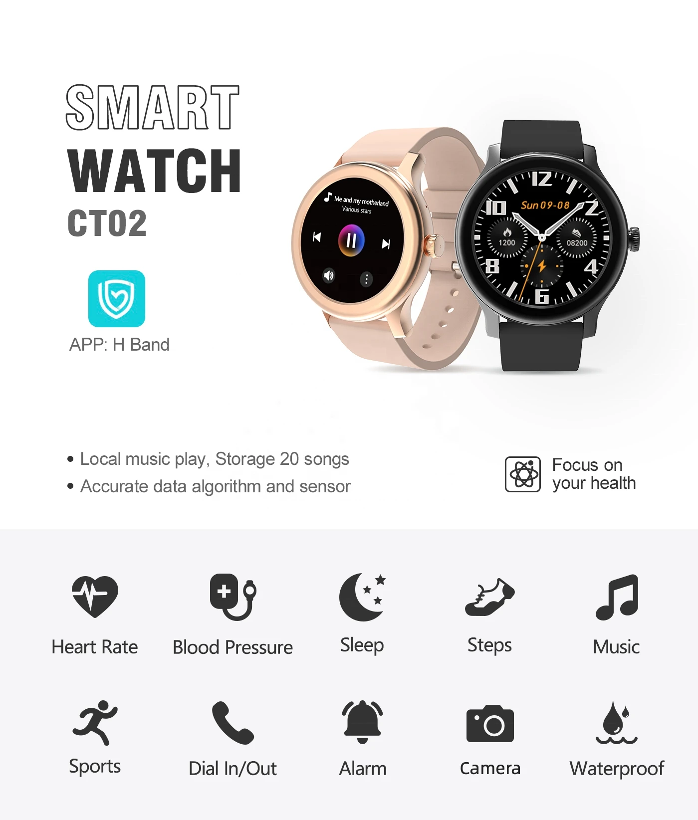 China Manufacturer OEM IP67 Heart Rate Sensor Blood Pressure Sports Smart Watch for Adult