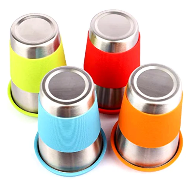 Silicone Sleeves Lids And Straws Premium Metal Drinking Glasses Stainless Steel Cups For Kids Adults