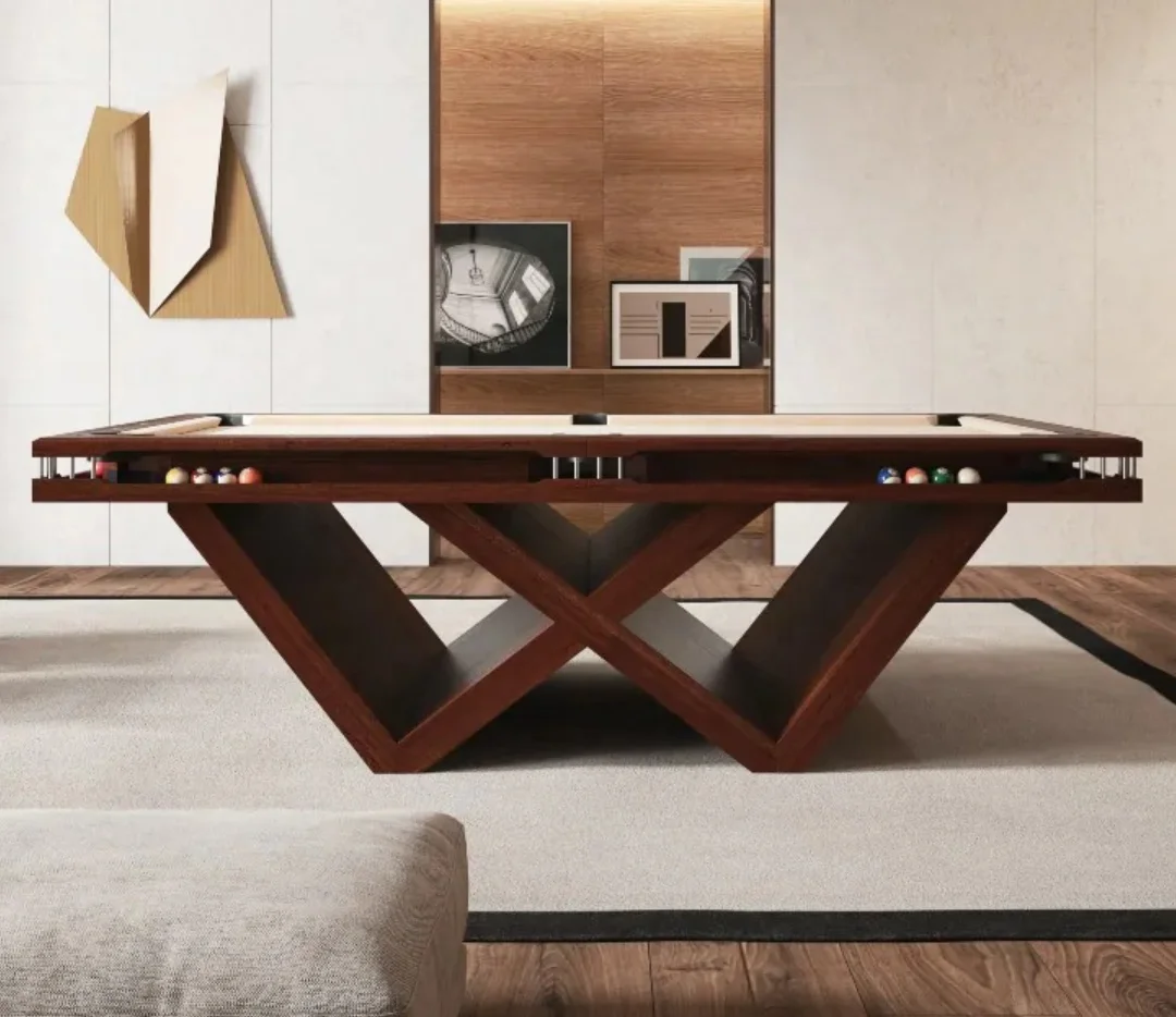 American style W design luxury pool billiard table slate top solid wood