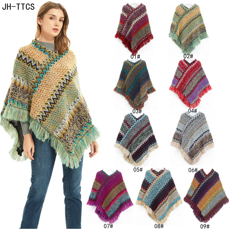 BESTELLA Elegant Luxury Women Poncho Shawl Scarf Acrylic Cloak Cape Cardigan Cashmere Retro Ethnic Winter Christmas Gift