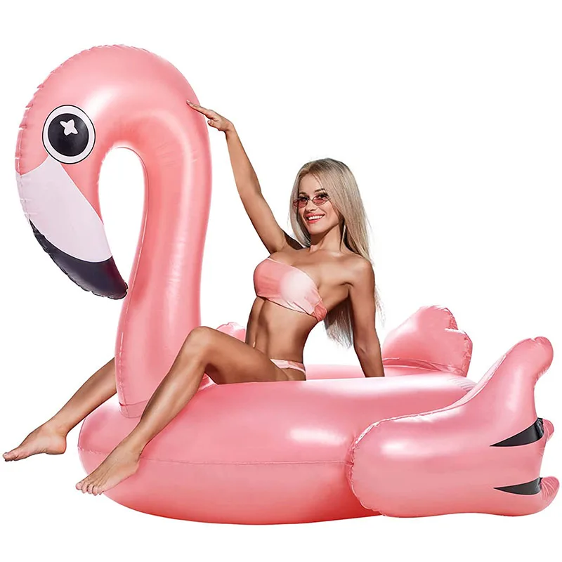 Inflatable Flamingo Pool Float Adult Size, 49 X 43 X 40 inch Large Blowpipe Pool Float Ride, Party Decoration Casual Toy