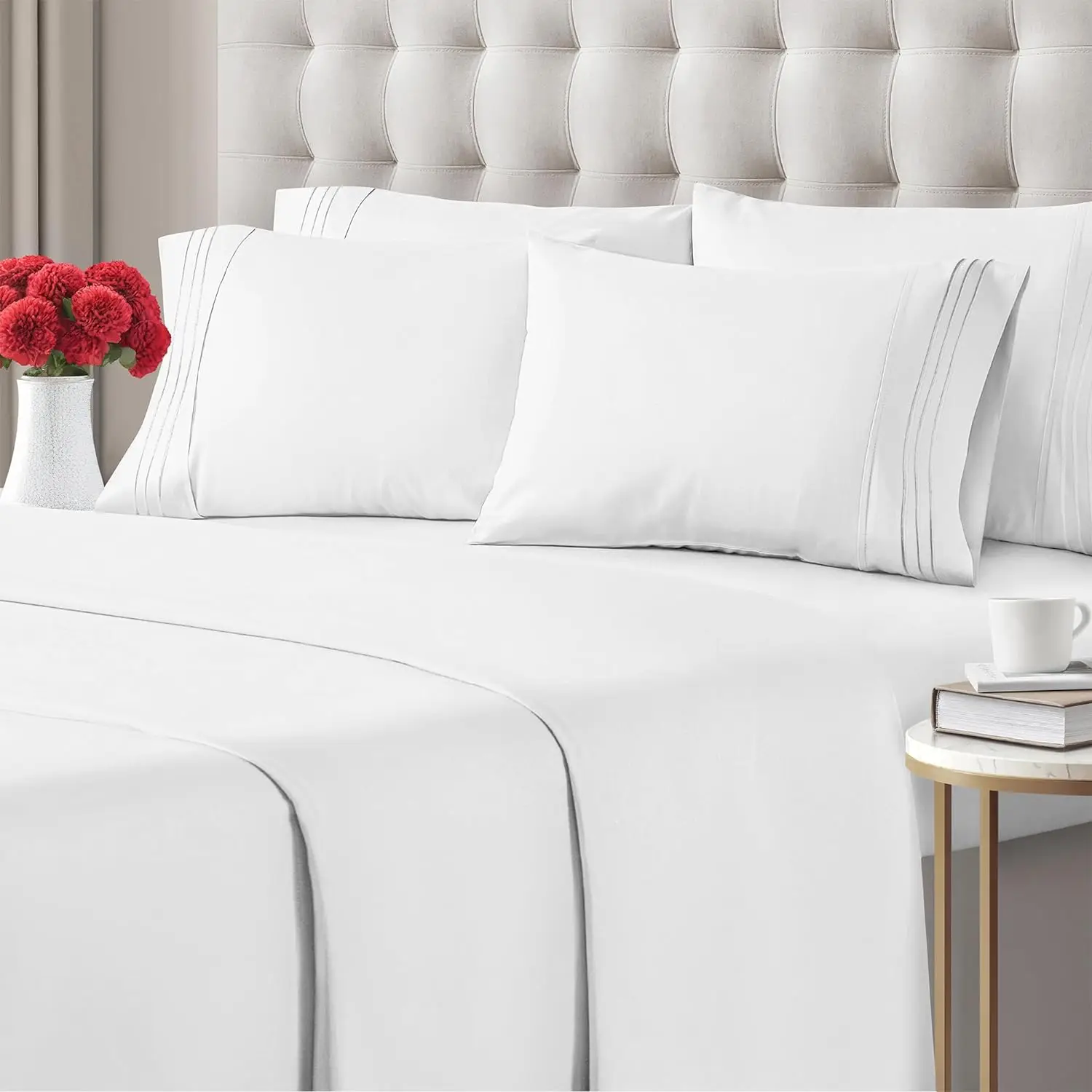 6 Pcs Bedding Set Twin Full Queen King Size 200 Ccount Print Microfiber Bed Sheet