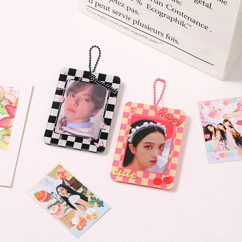 No MOQ Custom Photocard Holder Keychain DIY Acrylic Photo Insert Frame Pendant for Bags Kpop Plush Photocard Holder