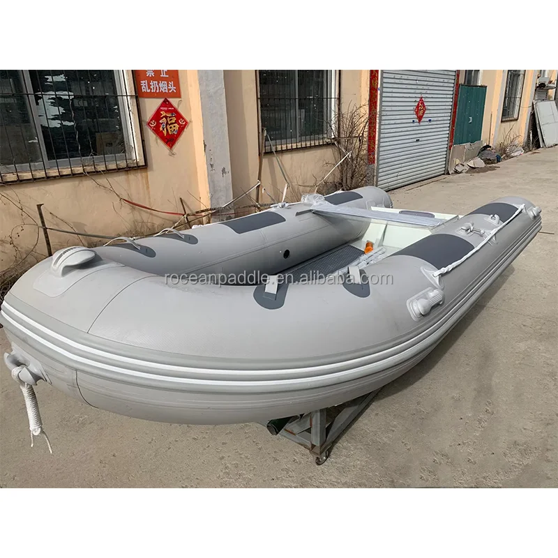 China Ocean Rigid Double Deep V Aluminum Hull Inflatable Boat RIB390 Orca Hypalon or PVC Rowing Patrol Boat For Sale