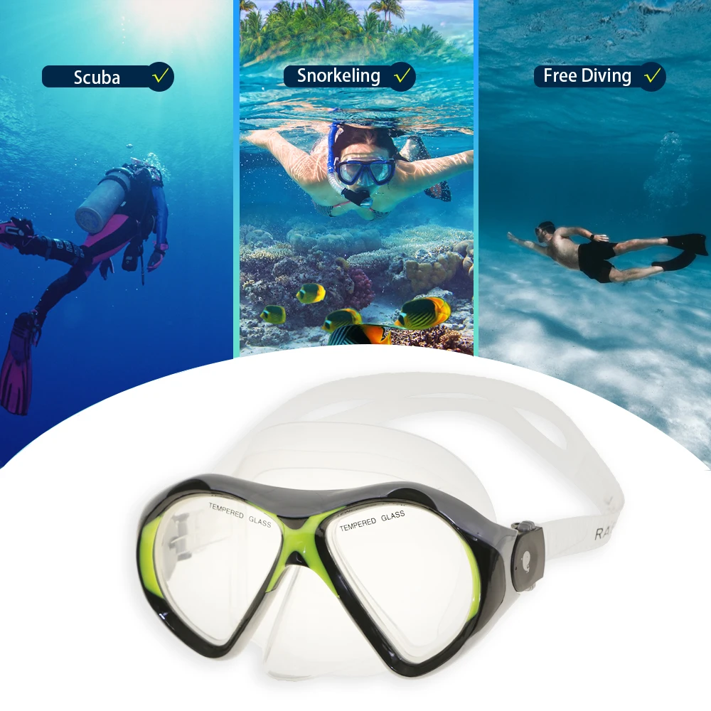 Professional diving equipment Tempered Glass Lens Ultra Low Volume mask Freediving Scuba Diving Mask