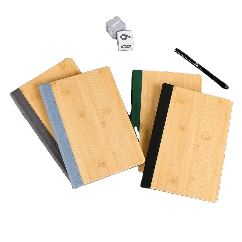 Eco-friendly a4a5a6 Wooden bamboo Cover Business Bamboo Hardcover Gift Set Journal Notebook with line and pen