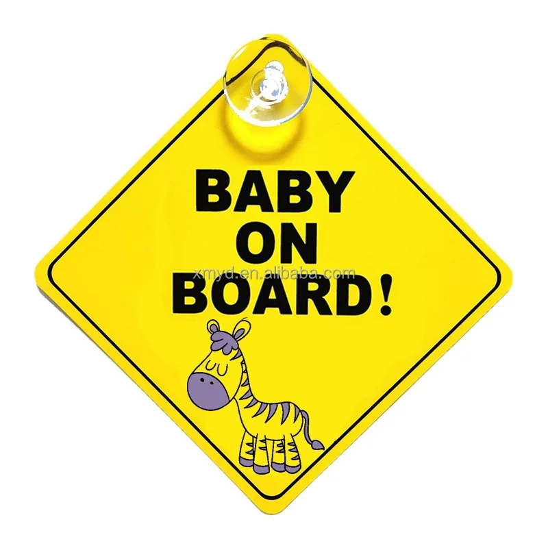 Wholesale Eco-friendly PVC Car Sticker Baby On Board Waring Safety Car Sign With Suction Cup