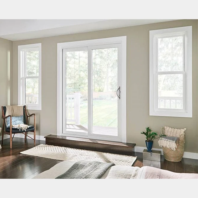 NUOXIN House Exterior Courtyard Vinyl Sliding Door UPVC Glass Entrance Sliding Door