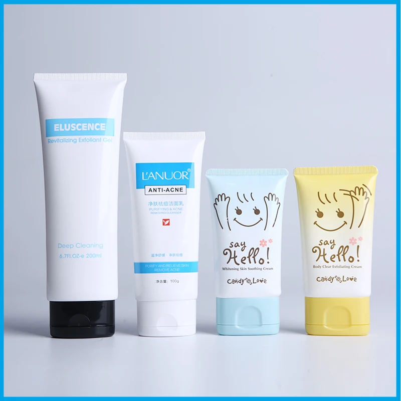 Pink color tube with acrylic cap of cosmetic hand cream tubes packaging