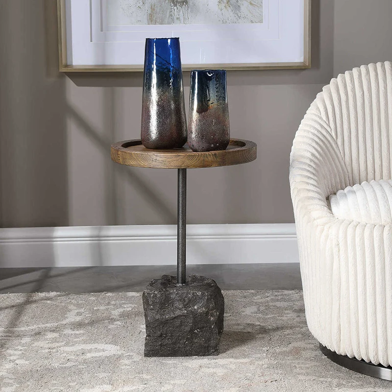 North Europe Post Modern Round Sofa Side Table Metal Marble Relax Mini Style Coffee Table