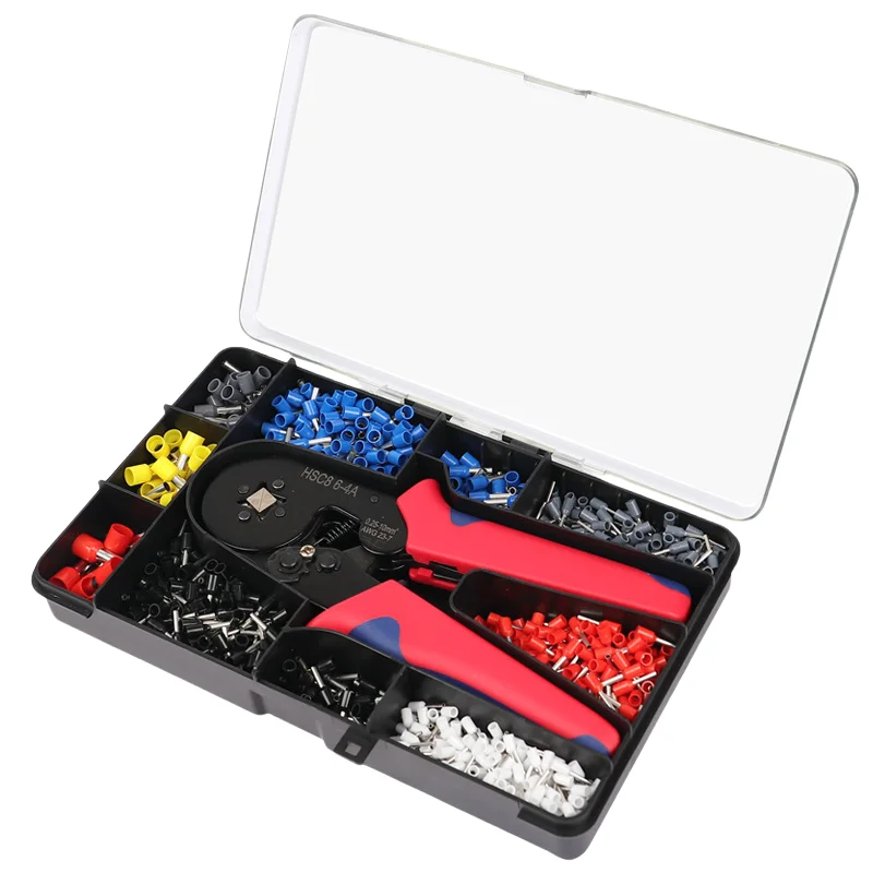 factory New Design HSC8 6-6A Wire Hand Crimping Tool Crimper Pliers Kit With 1200 PCS Insulated Terminal Blocks Wire Ferru