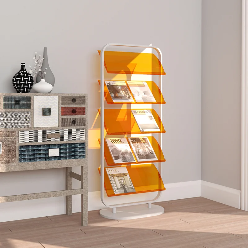 Home library cafe school book shelf magazine rack stand home furniture luxury home decor custom standing display rack