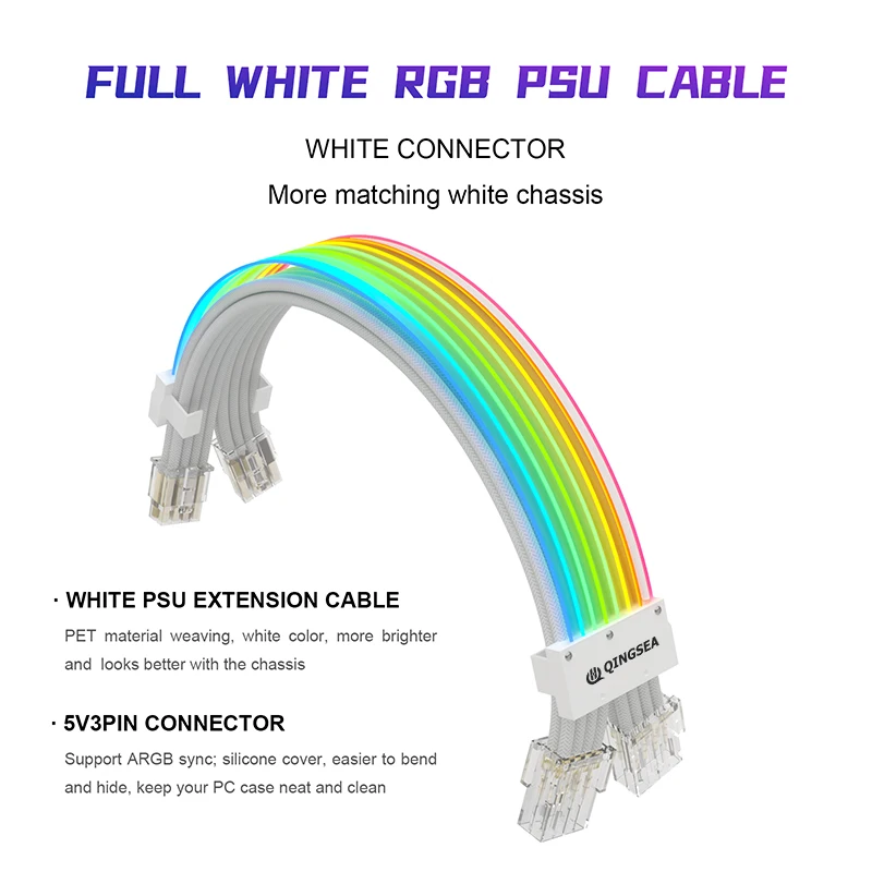 2*8p Pin ATX RGB Sleeved Cable Software Synchronization ARGB decorative Extension cord Cable Kit 5V 3Pin Synchronous DOUBLE head