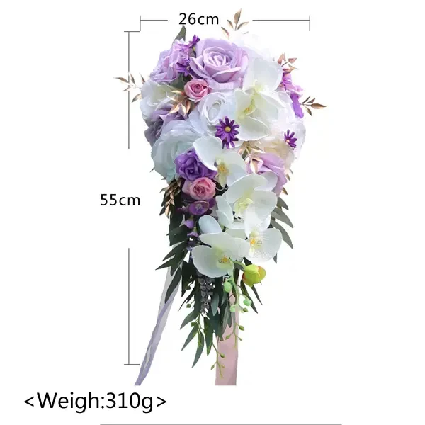 SPH029 Custom Forest Style Artificial Wedding White Purple Water Drops Holding Flowers Wedding Bride Holding Bridal Bouquet