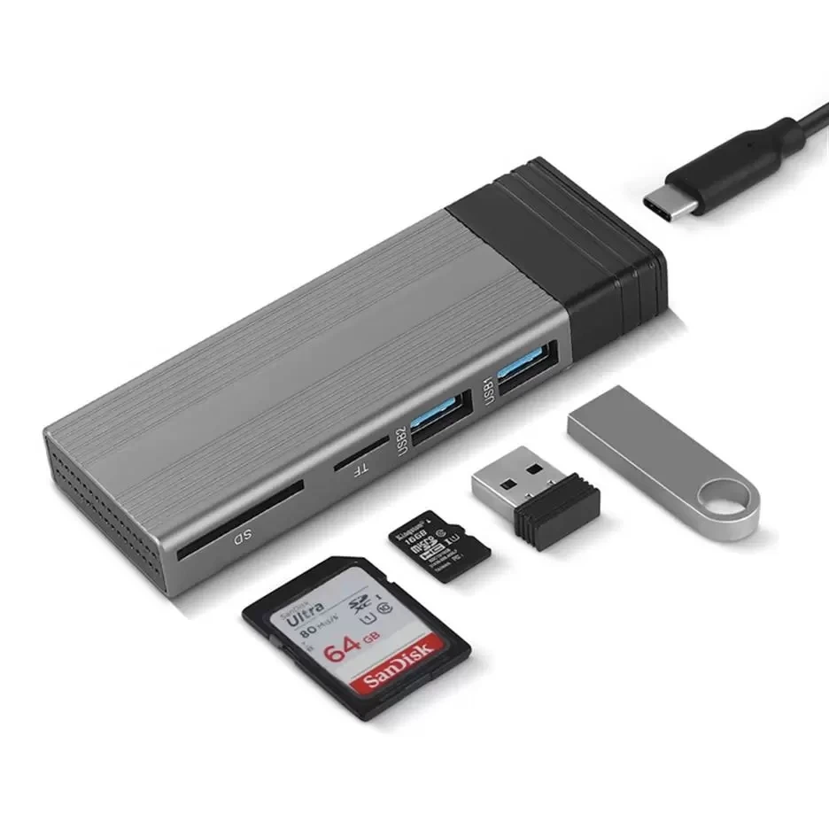 USB-C USB HUB Portable SSD 5-in-1 NVME-HUB Hard Disk Enclosure Maximum Support 2TB202h