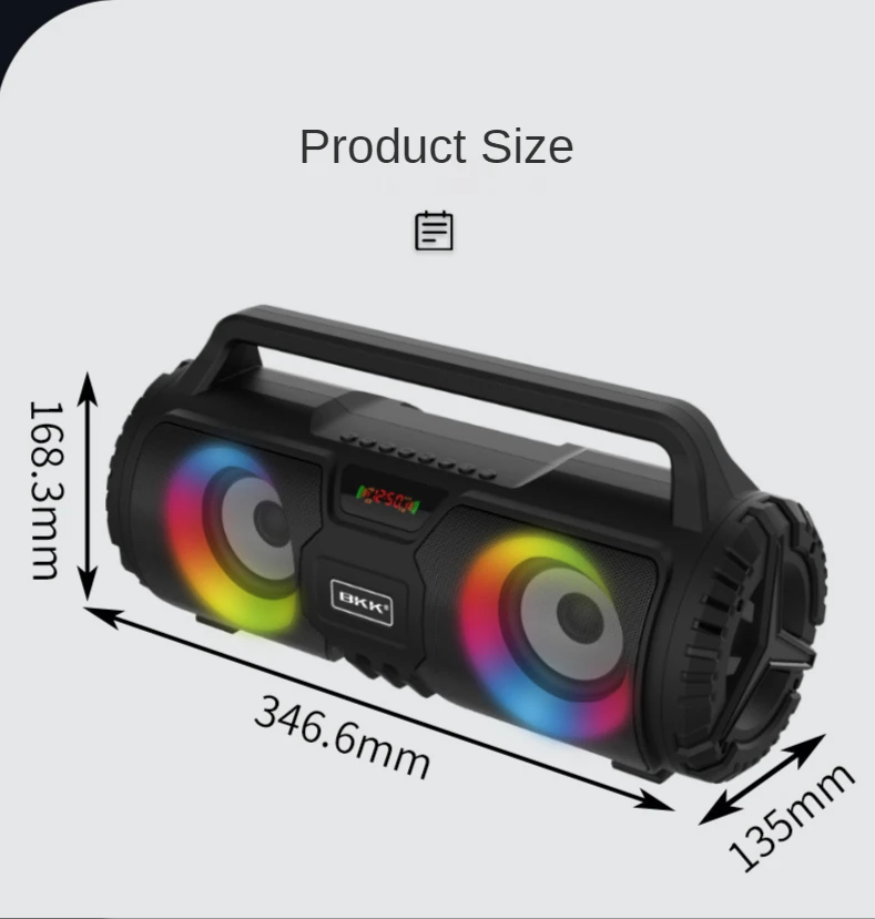 Factory new clear sound super bass wireless BT speaker portable with handle karaoke speaker boombox with LED lights