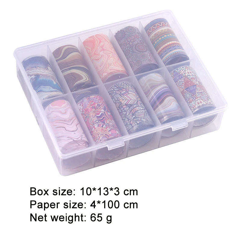 New Design 4cm Width Flower Laser Leopard Nail Foil Transfer Paper Roll Set