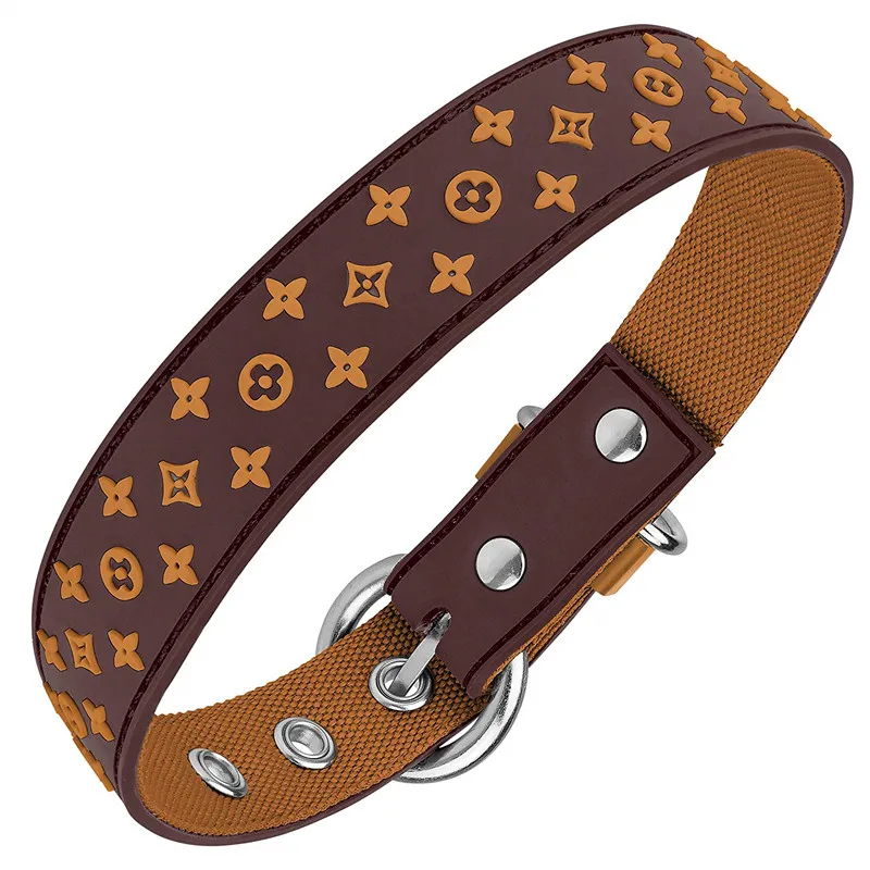 Wholesale Luxury Designer Strong Nylon  Dog Collar With Waterproof Rubber And Metal Hardware
