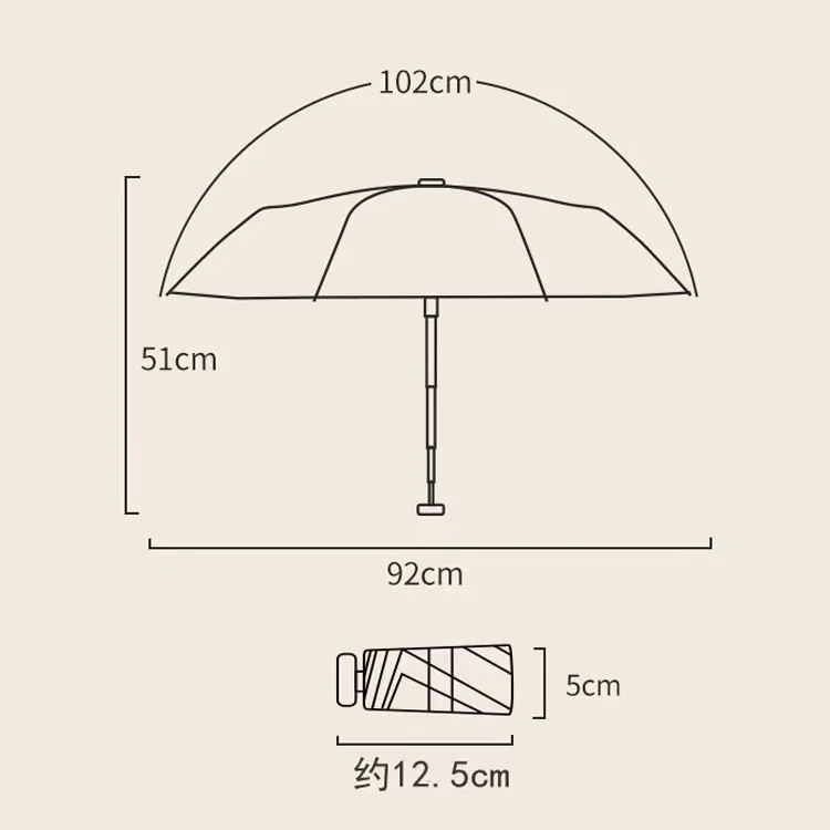 12cm Mini Pocket Folding Portable Eye Umbrella Flat Hexagonal Card Umbrella Black Adhesive Uv Resistant Sun Umbrella
