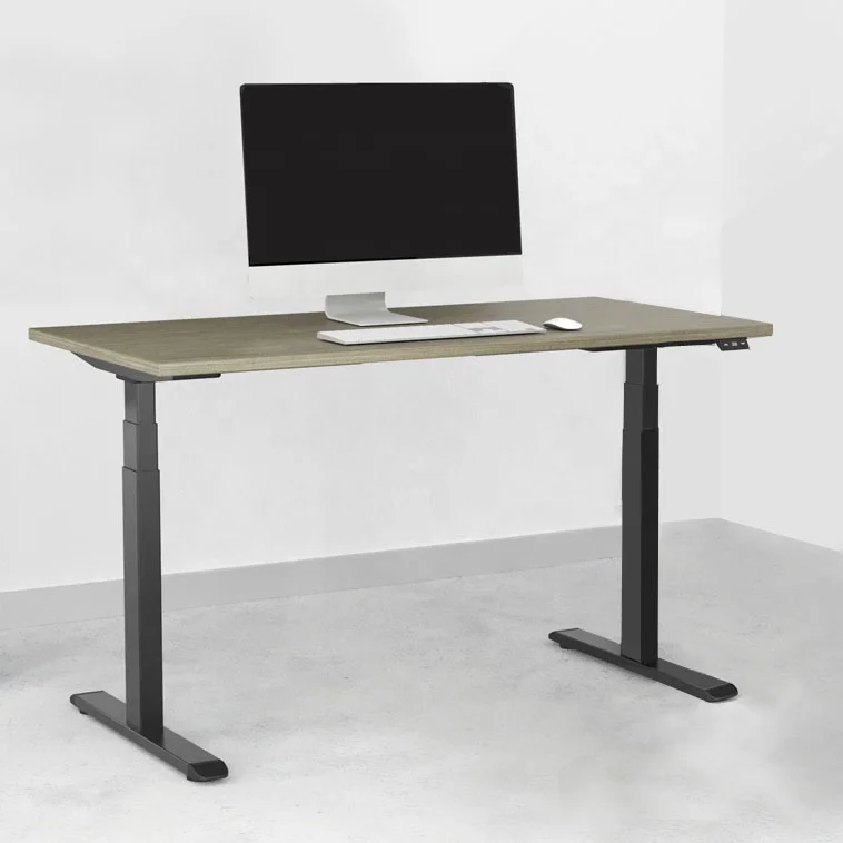 Modern office 3 stage electric desk sit stand adjustable height dual motor electric desk frame