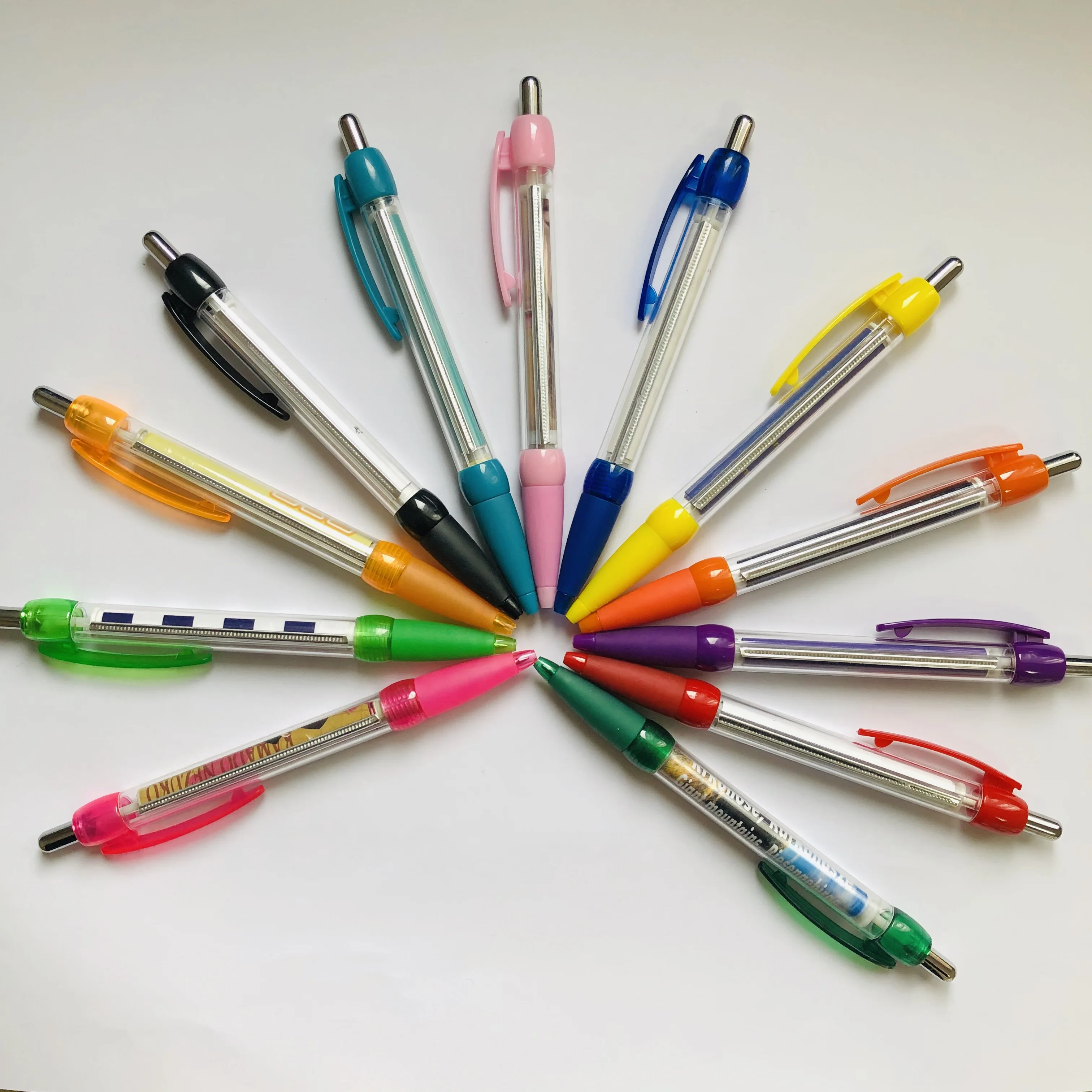 Hot sales pull out roll paper banner pen flag paper office advertising gift pen print custom design transparent pen