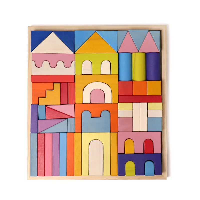 Best Selling Baby Wooden Blocks Stacker Kids Christmas Gift Juguetes Para Los Ninos Rainbow Diy Building Block Educational Toy
