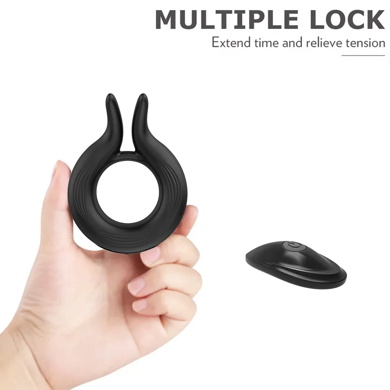 Masturbator Sex Toy Store Hot SaleElectronic Cock Ring	Rabbit Ears Cock RingBlackLatex Cock Ring
