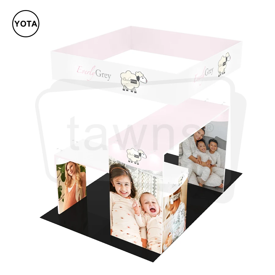 Tawns New Design Custom 20x30ft Portable Tool Free Aluminum Tube Expo Advertising Tension Fabric Exhibition Trade Show Booth