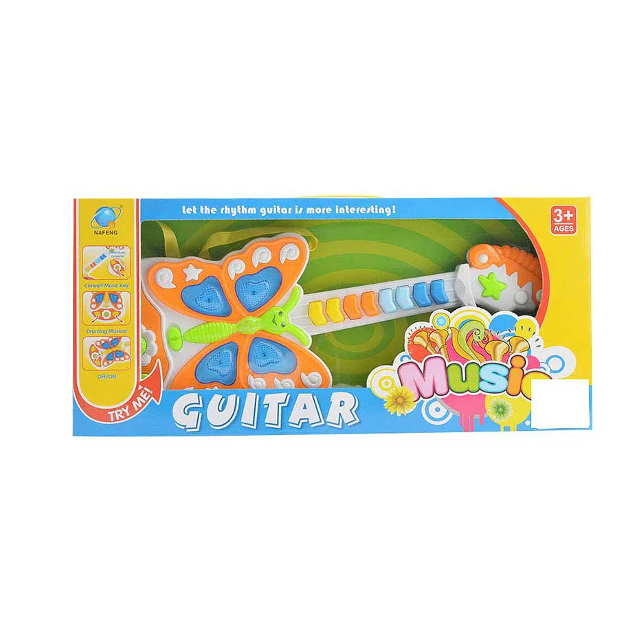 Kids musical instrument toy baby plastic cartoon electric butterfly guitar toy