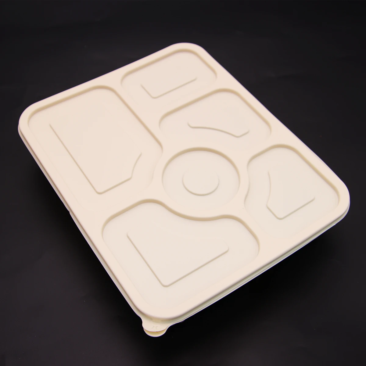 Biodegradable Cornstarch Takeaway Food Packing Boxes Disposable Food Grade 6-Compartments Lunch Storage Container Box