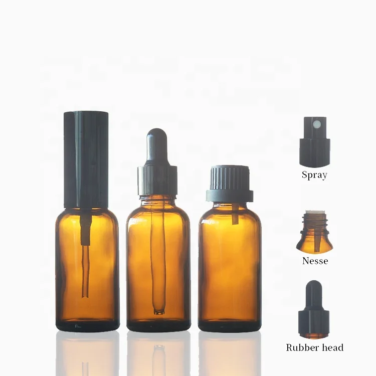Amber skin care tincture 1oz 30ml dropper bottle cosmetic essential oil mist spray bottle