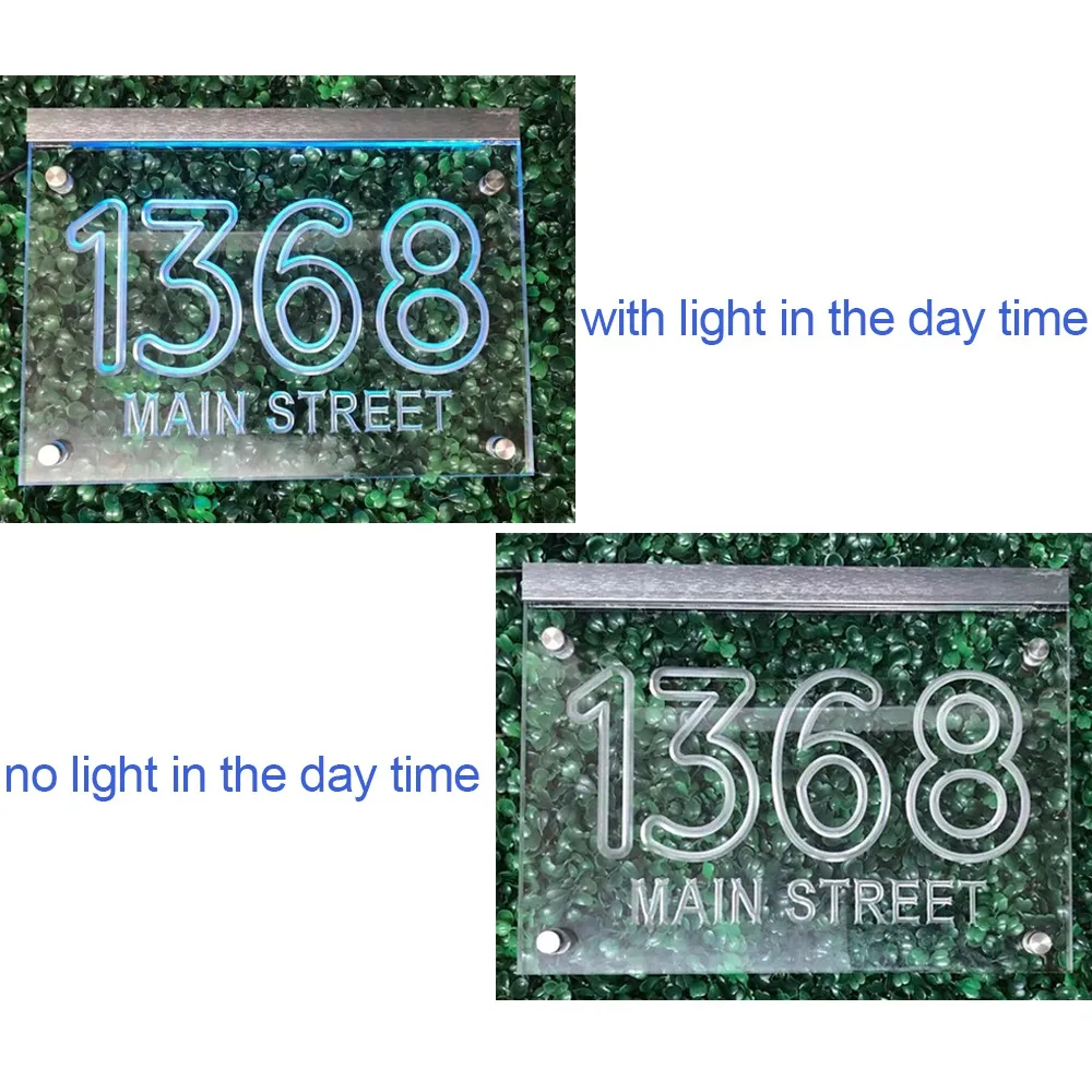House Number Plaques Glass Effect Acrylic Signs Door Plates Name Wall Display