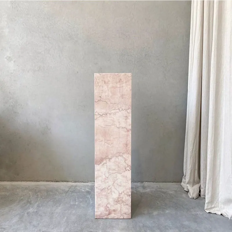 HZX Rosa Vene Marble Plinth Coffee Table Custom Pedestal Living Room Display Stand