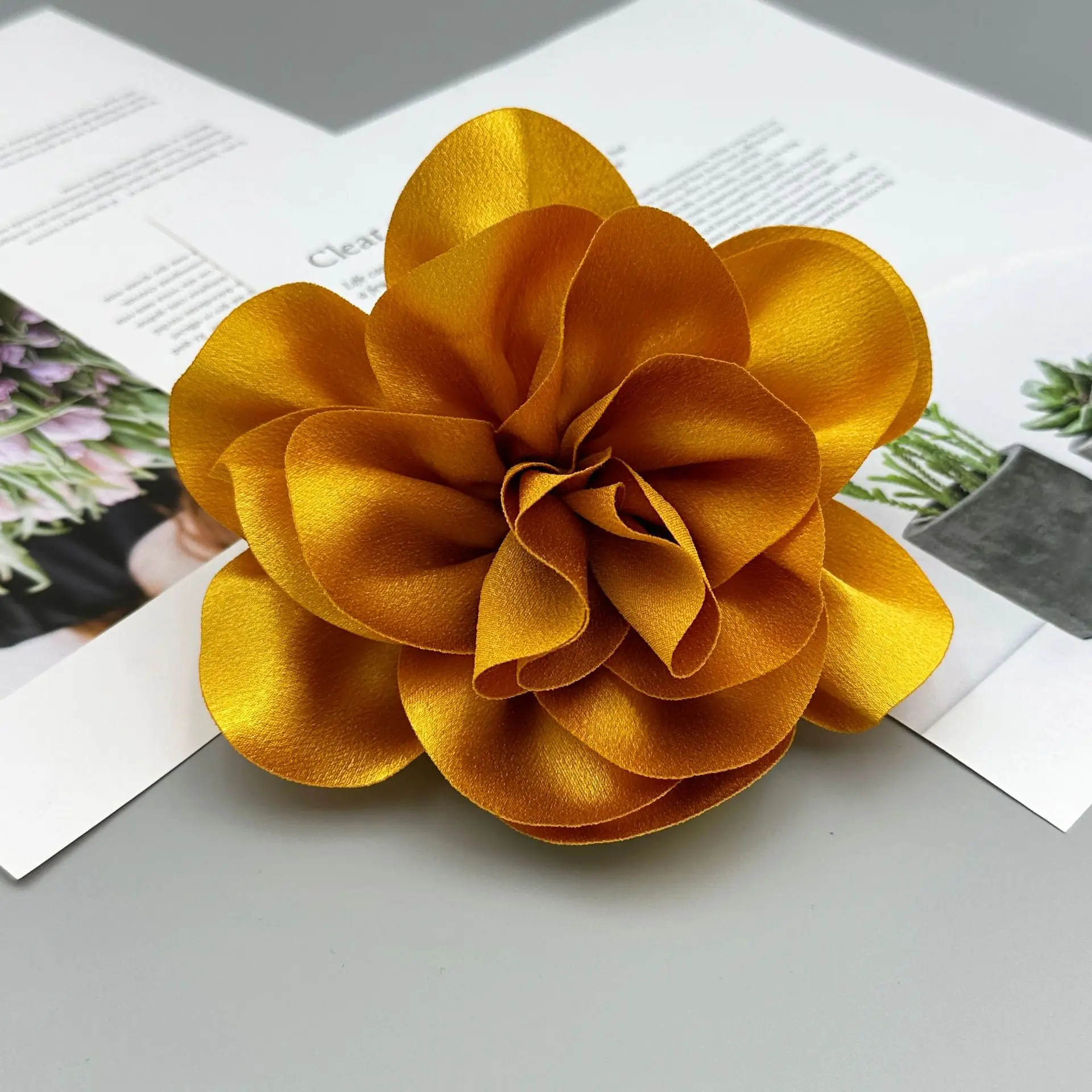 Artificial Decorative Handmade Chiffon Fabric Clothing Flower Handmade Custom Kids Solid Color Chiffon 3d Fabric Flowers