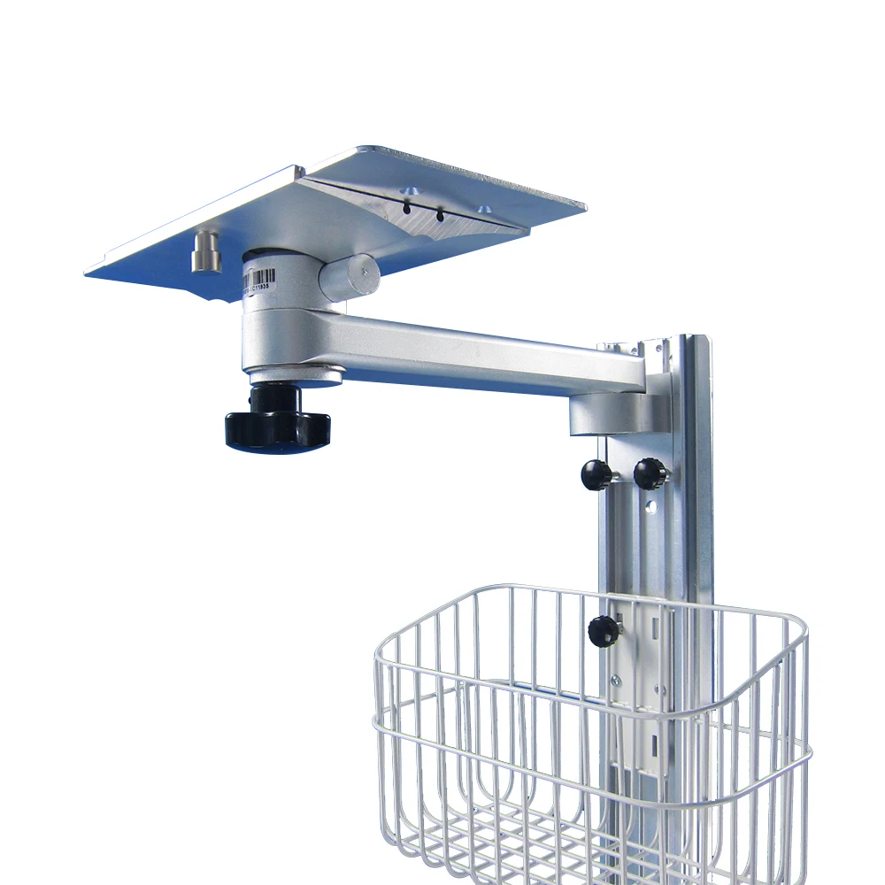 Aluminum Alloy Swivel Wall Mount Bracket, Device Monitor Stand with Storage Basket, Wall Mount Bracket for Patient-Monitor