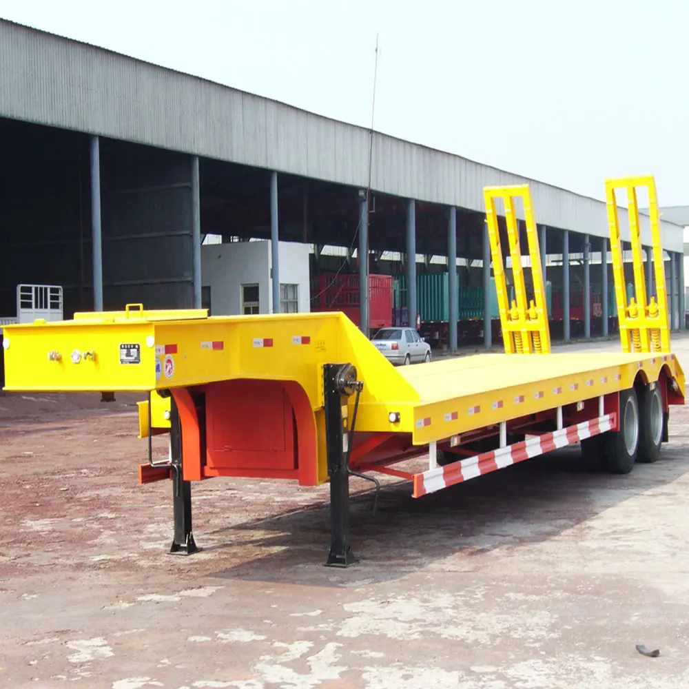Drop Deck Excavator Tri Axles 50ton Low Bed Semi Trailer