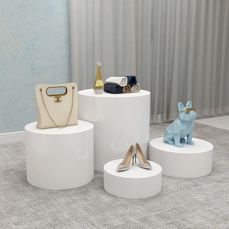 Customized Acrylic Cylinder Acrylic Display Platform For Exhibitions Round Plinths