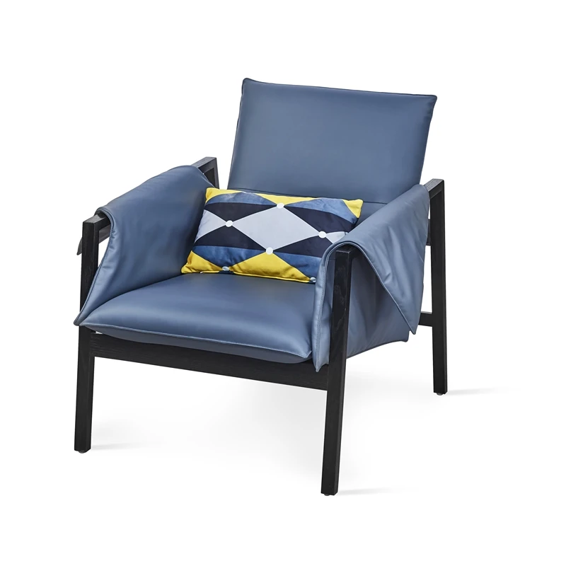 New design living room modern arm sofa chair upholstered lounge single large leather leisure chair with metal tube legs