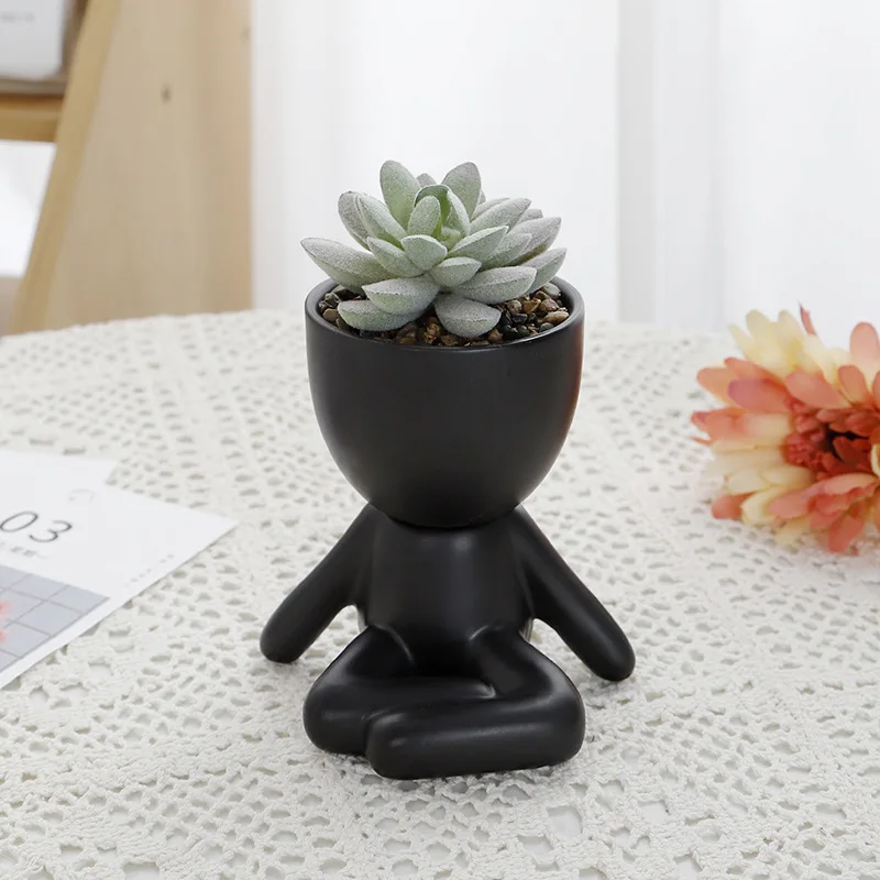 Hotsale Cute Cartoon Body Art craft home decoration Small Succulent Planter Pots,Ceramic Flower Pots For Mini plant