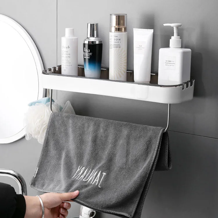 Sesame New Design Plastic Toilet Wall Mounted Bathroom Corner Rack Multi Functional Storage Shelf Rack